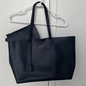 Saint Laurent East West Calfskin Tote Navy